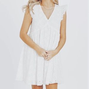 [Altar’d State] Ruffle Short Sleeve White Dress